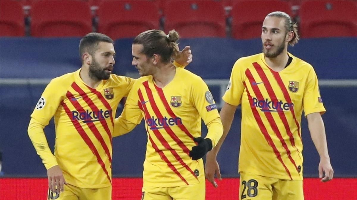Griezmann celebra su gol con Jordi Alba Griezmann celebra su gol con Jordi Alba