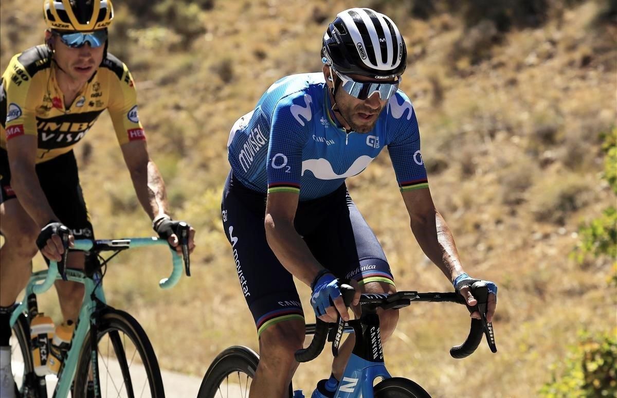 Alejandro Valverde, en acción, durante este Tour. Alejandro Valverde, en acción, durante este Tour.