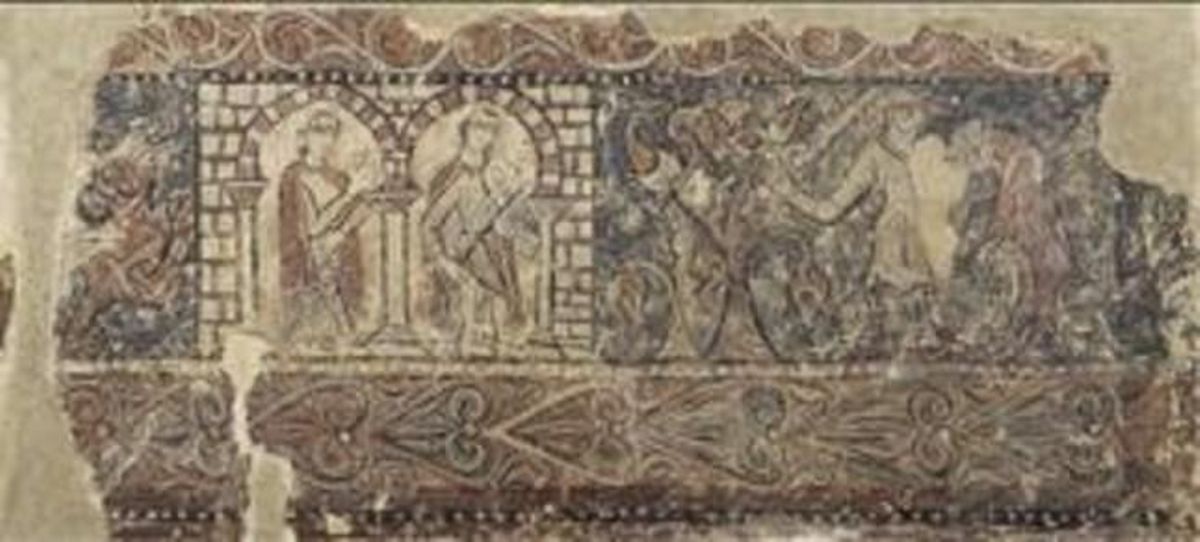 Uno de los fragmentos de pintura del monasterio de Sijena que forman parte de la colección del MNAC. Uno de los fragmentos de pintura del monasterio de Sijena que forman parte de la colección del MNAC.