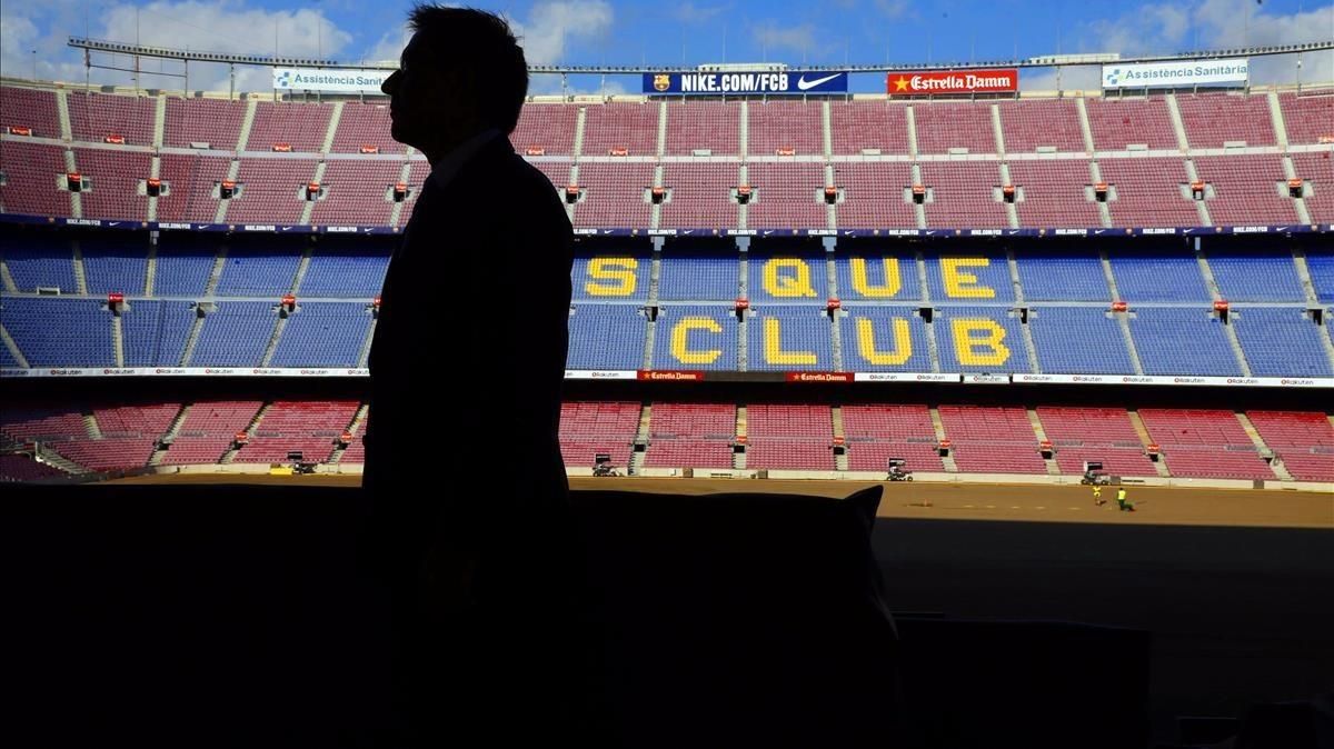 Bartomeu, en el palco del Camp Nou, tras una entrevista con EL PERIÓDICO. Bartomeu, en el palco del Camp Nou, tras una entrevista con EL PERIÓDICO.
