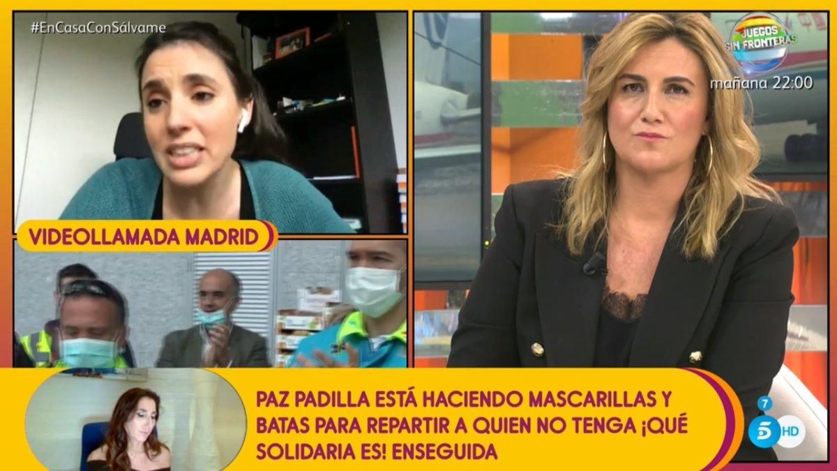 Irene Montero entra en 'Sálvame' y responde a las críticas: "Los contagios se hicieron potentes antes del 8M" Irene Montero entra en 'Sálvame' y responde a las críticas: "Los contagios se hicieron potentes antes del 8M"