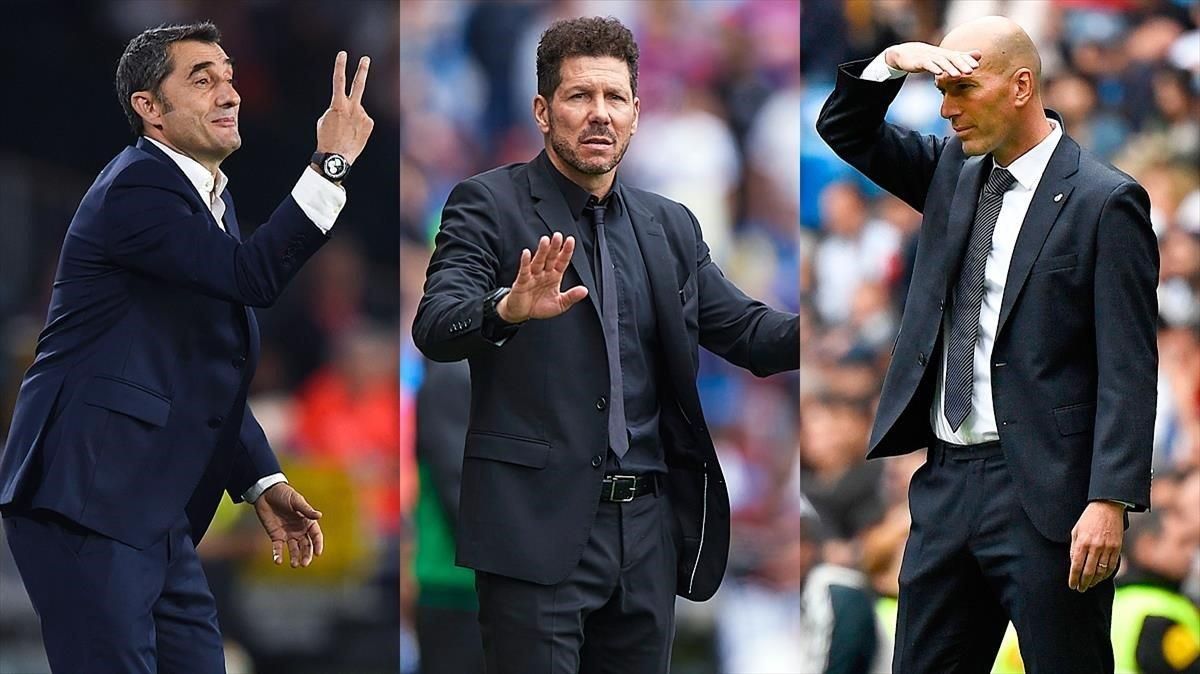 Valverde, Simeone y Zidane. Valverde, Simeone y Zidane.