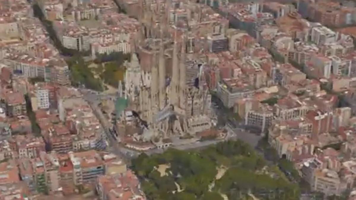 Vista aérea de Barcelona, con la Sagrada Família, usada en el ’timelapse’  del ’youtuber’ Ideando.