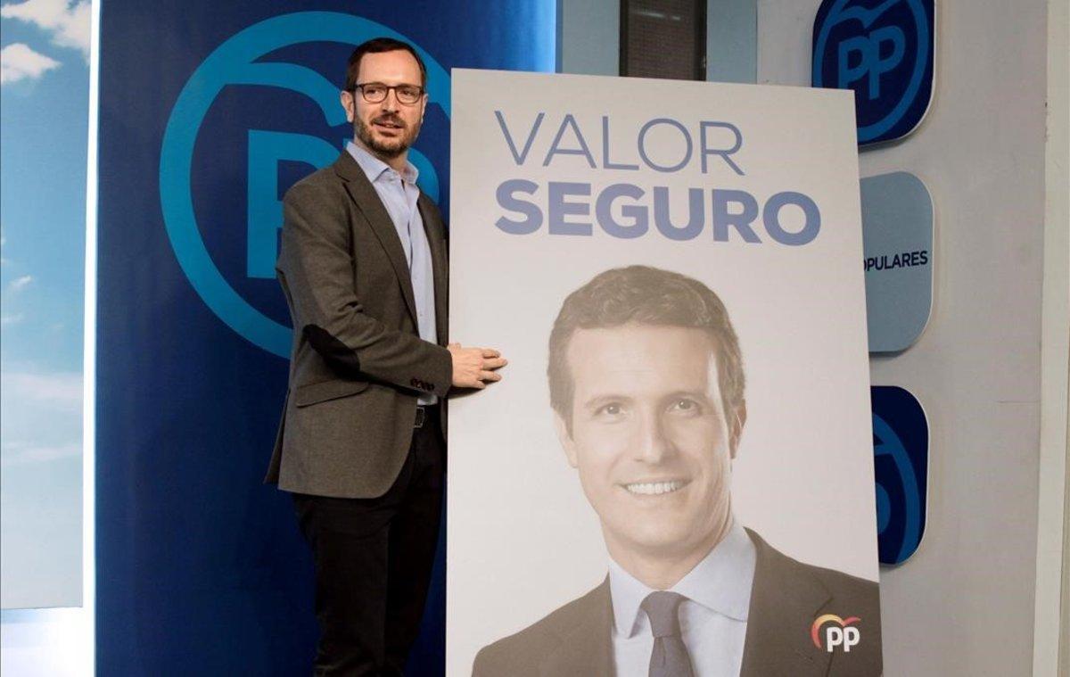 El vicesecretario de Organización del PP, Javier Maroto, presenta el lema del partido para el 28-A.