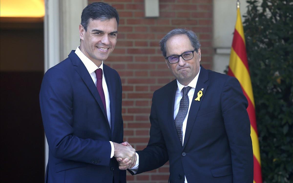 Reunión entre Pedro Sánchez y Quim Torra en la Moncloa, el 9 de julio del 2018. Reunión entre Pedro Sánchez y Quim Torra en la Moncloa, el 9 de julio del 2018.