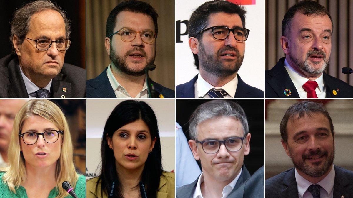 Quim Torra, Pere Aragonès, Jordi Puigneró, Alfred Bosch, Elsa Artadi, Marta Vilalta, Josep Maria Jové y Josep Rius.