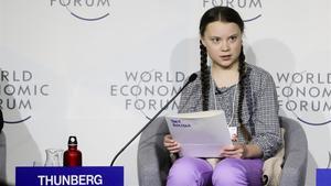 Greta Thunberg, en el Foro Económico Mundial de Davos (Suiza), el pasado enero.