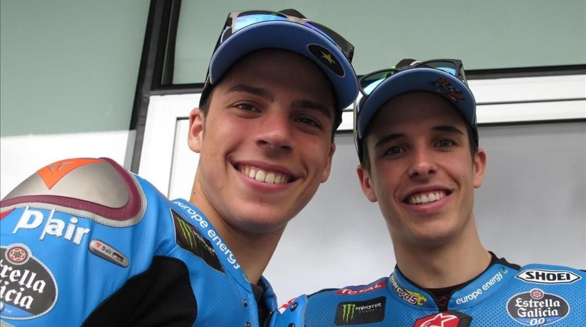Joan Mir y Àlex Márquez, campeones de Moto3, perseguirán juntos este año el título de Moto2. Joan Mir y Àlex Márquez, campeones de Moto3, perseguirán juntos este año el título de Moto2.