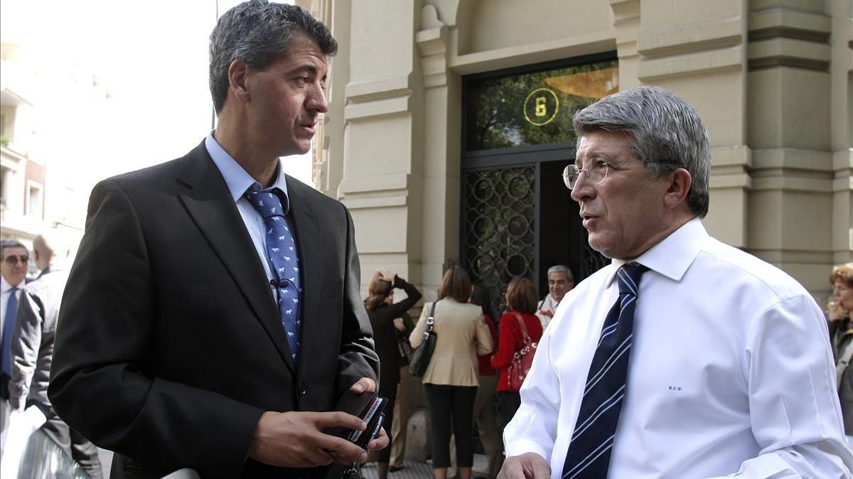Miguel Ángel Gil Marín y Enrique Cerezo, consejero delegado y presidente del Atlético, respectivamente. Miguel Ángel Gil Marín y Enrique Cerezo, consejero delegado y presidente del Atlético, respectivamente.