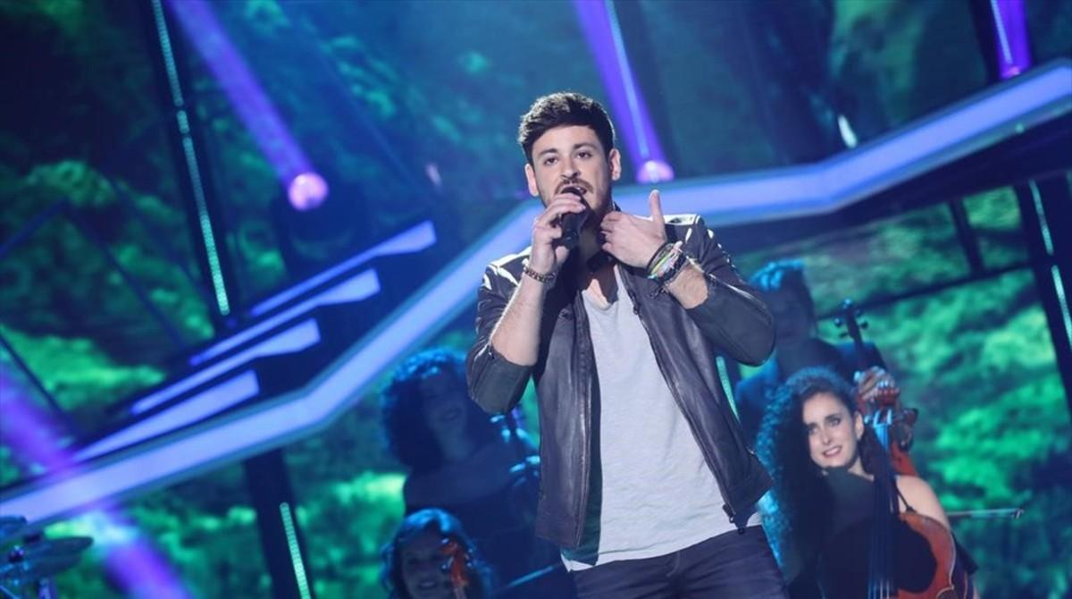 El cantante gallego Luis Cepeda, durante una de sus actuaciones en el concurso ’OT’ (TVE-1).