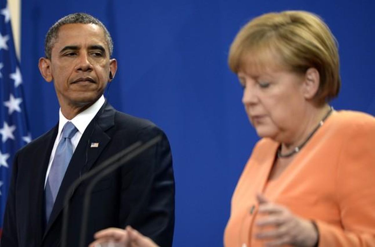 Obama y Merkel, durante la rueda de prensa. Obama y Merkel, durante la rueda de prensa.