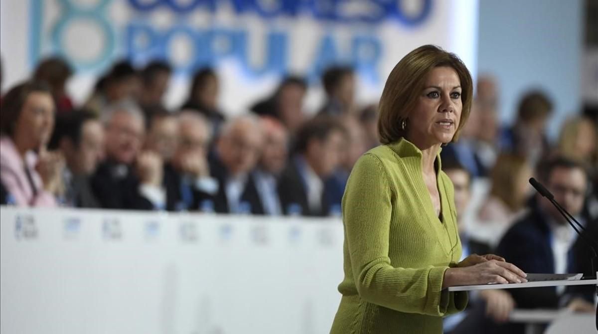María Dolores de Cospedal, en la clausura del congreso del PP nacional, el pasado 12 de febrero. María Dolores de Cospedal, en la clausura del congreso del PP nacional, el pasado 12 de febrero.