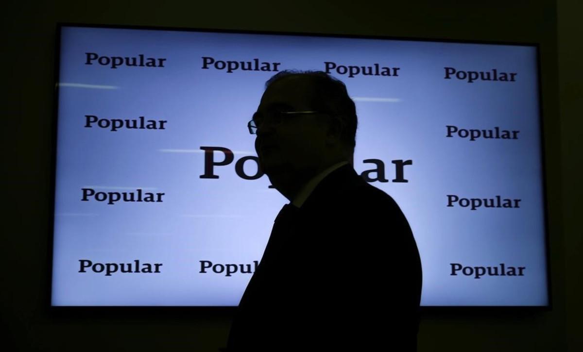 El expresidente del Banco Popular, Ángel Ron, durante la presentación de resultados del 2016.