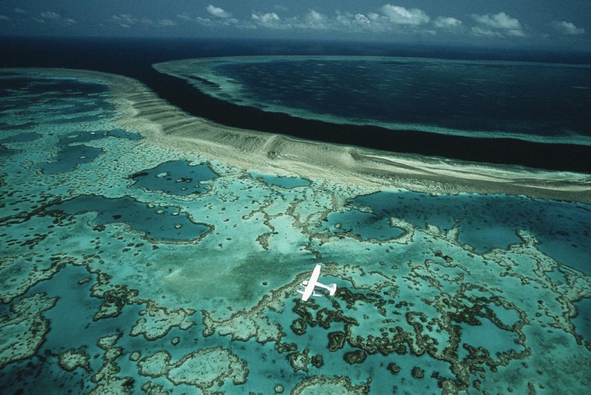 Vista aérea de la Gran Barrera de Coral en Australia.
