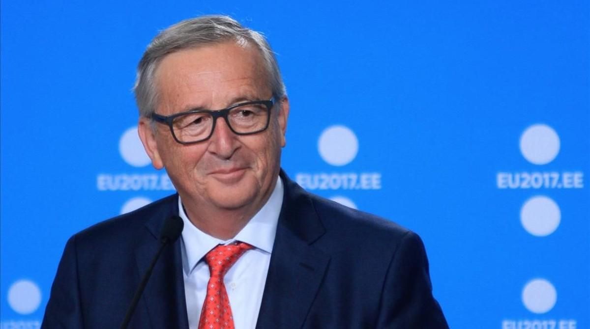Jean Claude Juncker, presidente de la Comisión Europea, durante la presentación del programa de Estonia. Jean Claude Juncker, presidente de la Comisión Europea, durante la presentación del programa de Estonia.