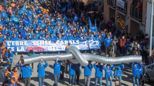 Manifestación de protesta contra el nuevo proyecto hidrológico del Delta del Ebro en Amposta. 