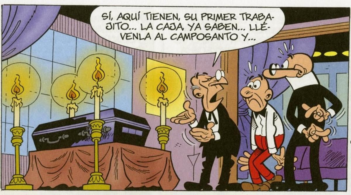Viñeta de ’Sueldecitos más bien bajitos’, el nuevo álbum de Mortadelo y Filemón de Francisco Ibáñez. Viñeta de ’Sueldecitos más bien bajitos’, el nuevo álbum de Mortadelo y Filemón de Francisco Ibáñez.