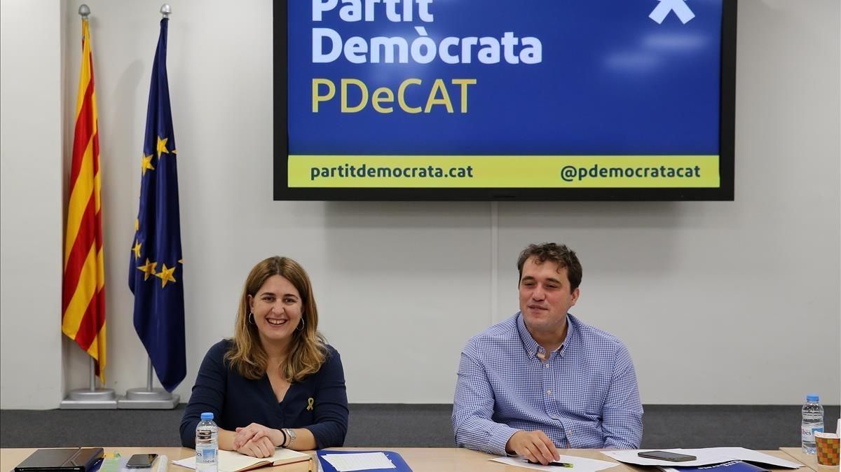 Marta Pascal y David Bonvehí, en una reunión de la ejecutiva del PDECat. Marta Pascal y David Bonvehí, en una reunión de la ejecutiva del PDECat.