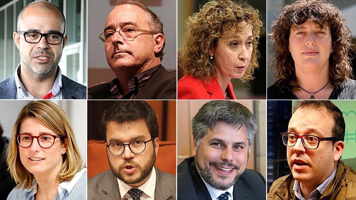 Miquel Buch, Josep Bargalló, Ester Capella, Teresa Jordà, Elsa Artadi, Pere Aragonès, Albert Batet y Marc Solsona Miquel Buch, Josep Bargalló, Ester Capella, Teresa Jordà, Elsa Artadi, Pere Aragonès, Albert Batet y Marc Solsona