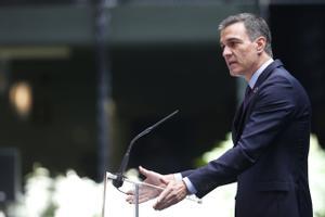 El presidente del Gobierno, Pedro Sánchez, durante la presentación del plan de internacionalización de la economía española, este 26 de mayo en Madrid. 