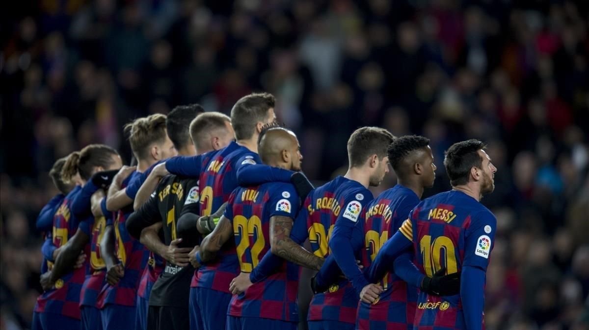 Los jugadores del Barça, en el Camp Nou. Los jugadores del Barça, en el Camp Nou.