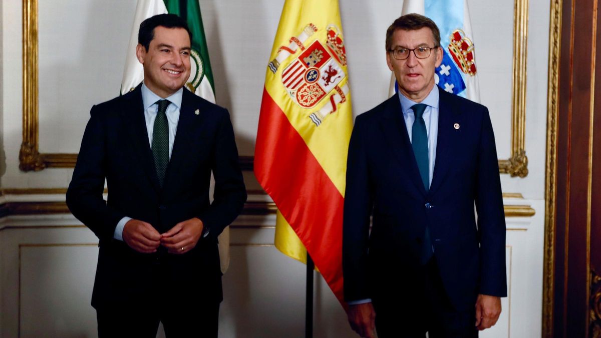 El presidente de la Junta de Andalucía, Juanma Moreno, y el presidente de la Xunta de Galicia, Alberto Núñez Feijóo, en Sevilla, el pasado 22 de octubre. El presidente de la Junta de Andalucía, Juanma Moreno, y el presidente de la Xunta de Galicia, Alberto Núñez Feijóo, en Sevilla, el pasado 22 de octubre.