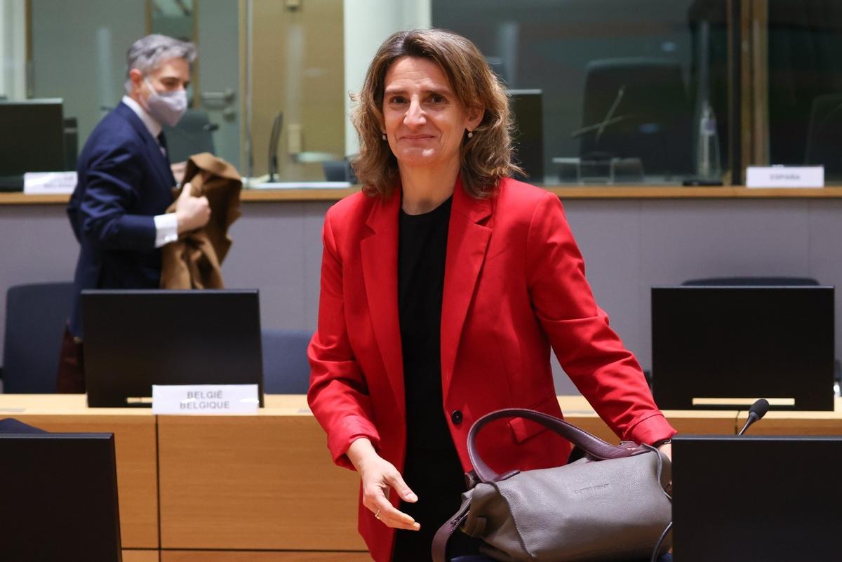 La vicepresidenta y ministra para la Transición Ecológica, Teresa Ribera, durante su participación en el Consejo de Ministros de Medio Ambiente de la Unión Europea la semana pasada.