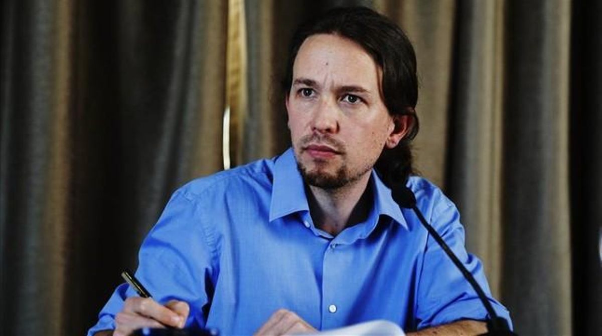 Pablo Iglesias, en una rueda de prensa de Podemos. Pablo Iglesias, en una rueda de prensa de Podemos.