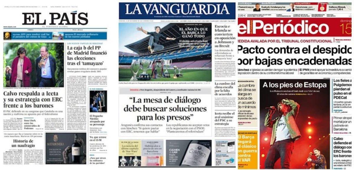 Prensa hoy: Portadas de los periódicos del 15 de diciembre del 2019