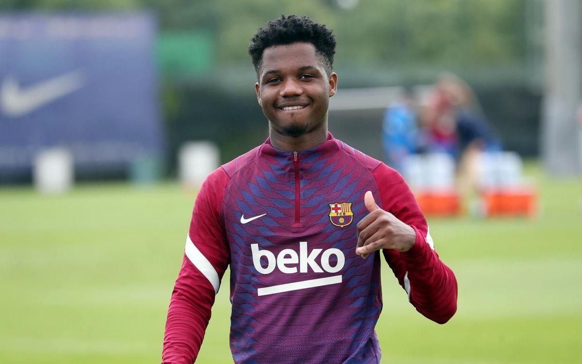 Ansu Fati, en un entrenamiento con el Barça en la ciudad deportiva. Ansu Fati, en un entrenamiento con el Barça en la ciudad deportiva.
