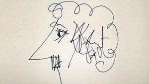 Caricatura de si mismo con la que Kurt Vonnegut solía firmar sus libros 