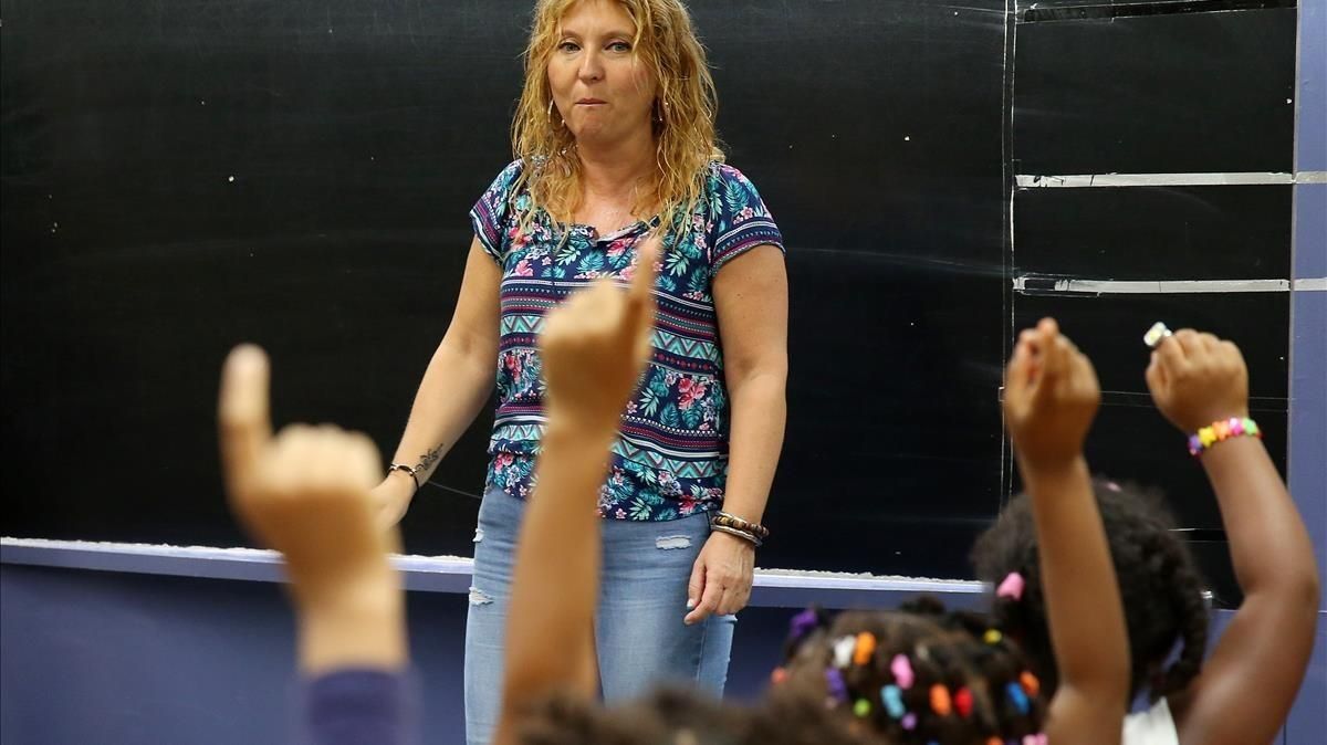 Primer día de clase en la escuela Wagner de Santa Coloma de Gramenet, el pasado septiembre. Primer día de clase en la escuela Wagner de Santa Coloma de Gramenet, el pasado septiembre.