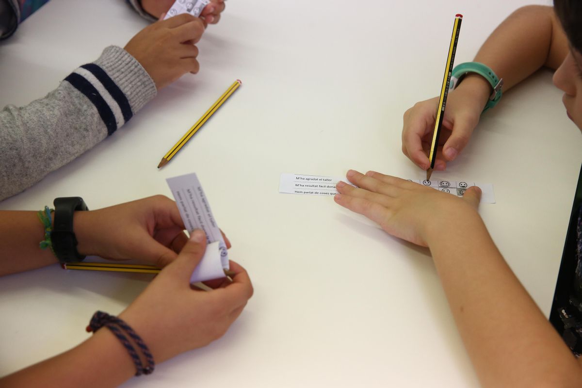 Alumnos de primaria en una escuela de Barcelona. Alumnos de primaria en una escuela de Barcelona.