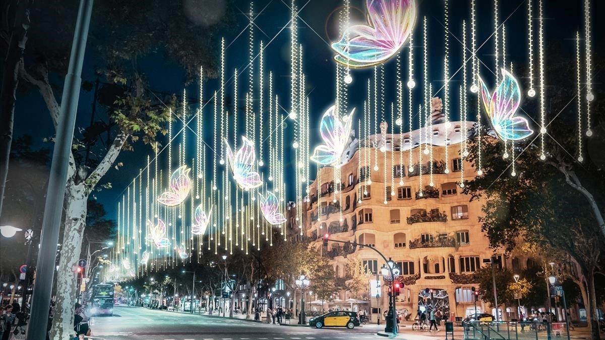 El paseo de Gràcia, en las Navidades del 2018.