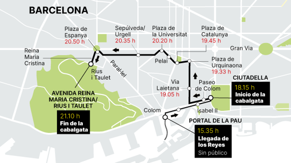 La cavalcada de Reis de Barcelona 2022: recorregut i horari La cavalcada de Reis de Barcelona 2022: recorregut i horari