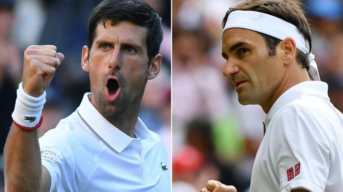 Combinación de imágenes de Federer y Djokovic. Combinación de imágenes de Federer y Djokovic.