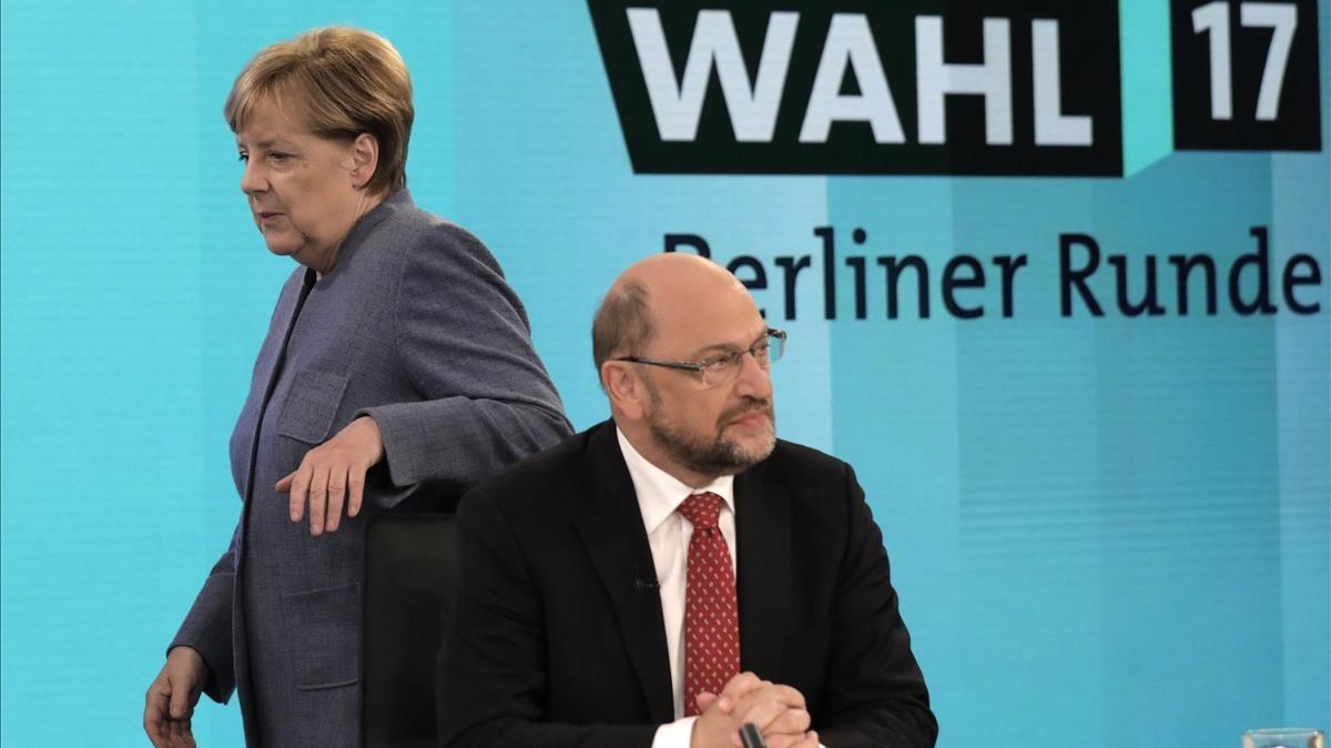 Angela Merkel y Martin Schulz el pasado mes de septiembre en Berlín.