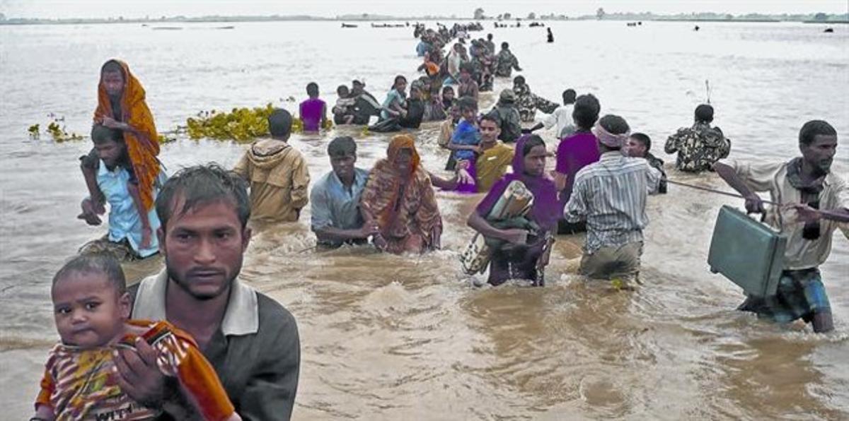 Desplazados por inundaciones, en una escena del documental ’Climate refugees’.