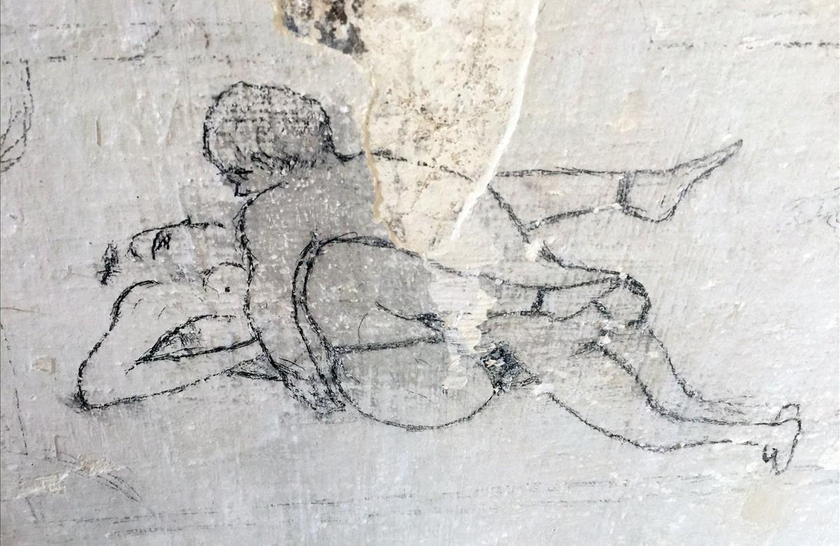 Uno de los ’grafitto’ eróticos pintados en las mazmorras del castillo de Montjïc durante la guerra civil.