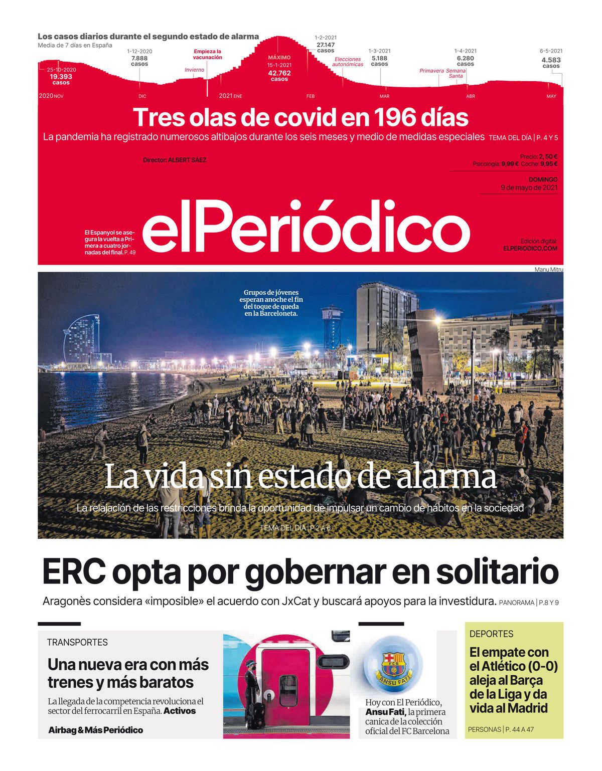 La portada de EL PERIÓDICO del 9 de mayo de 2021 La portada de EL PERIÓDICO del 9 de mayo de 2021