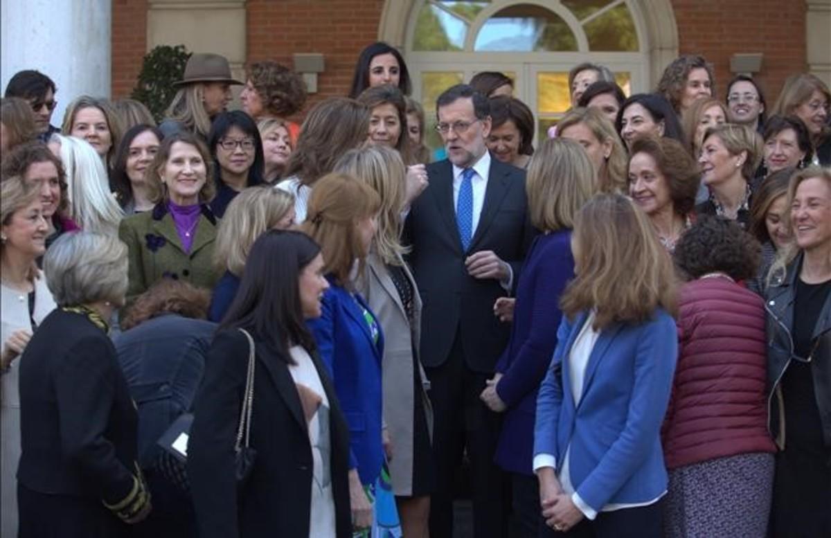 Mariano Rajoy preside  en La Moncloa un acto con motivo del día de la mujer trabajadora.
