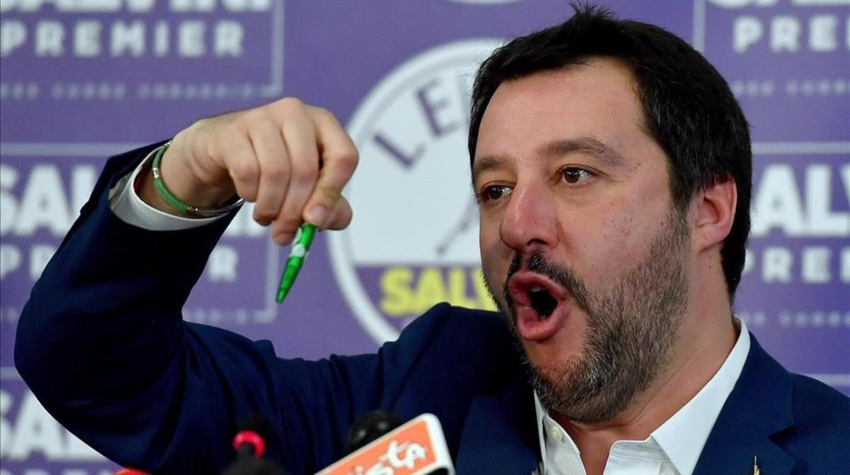 Matteo Salvini, en rueda de prensa para valorar los resultados electorales.