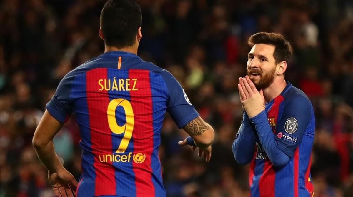 Messi y Suárez, en el partido contra la Juventus en la Champions, retransmisión de TV-3 que ha sido la más vista de abril en Catalunya. Messi y Suárez, en el partido contra la Juventus en la Champions, retransmisión de TV-3 que ha sido la más vista de abril en Catalunya.