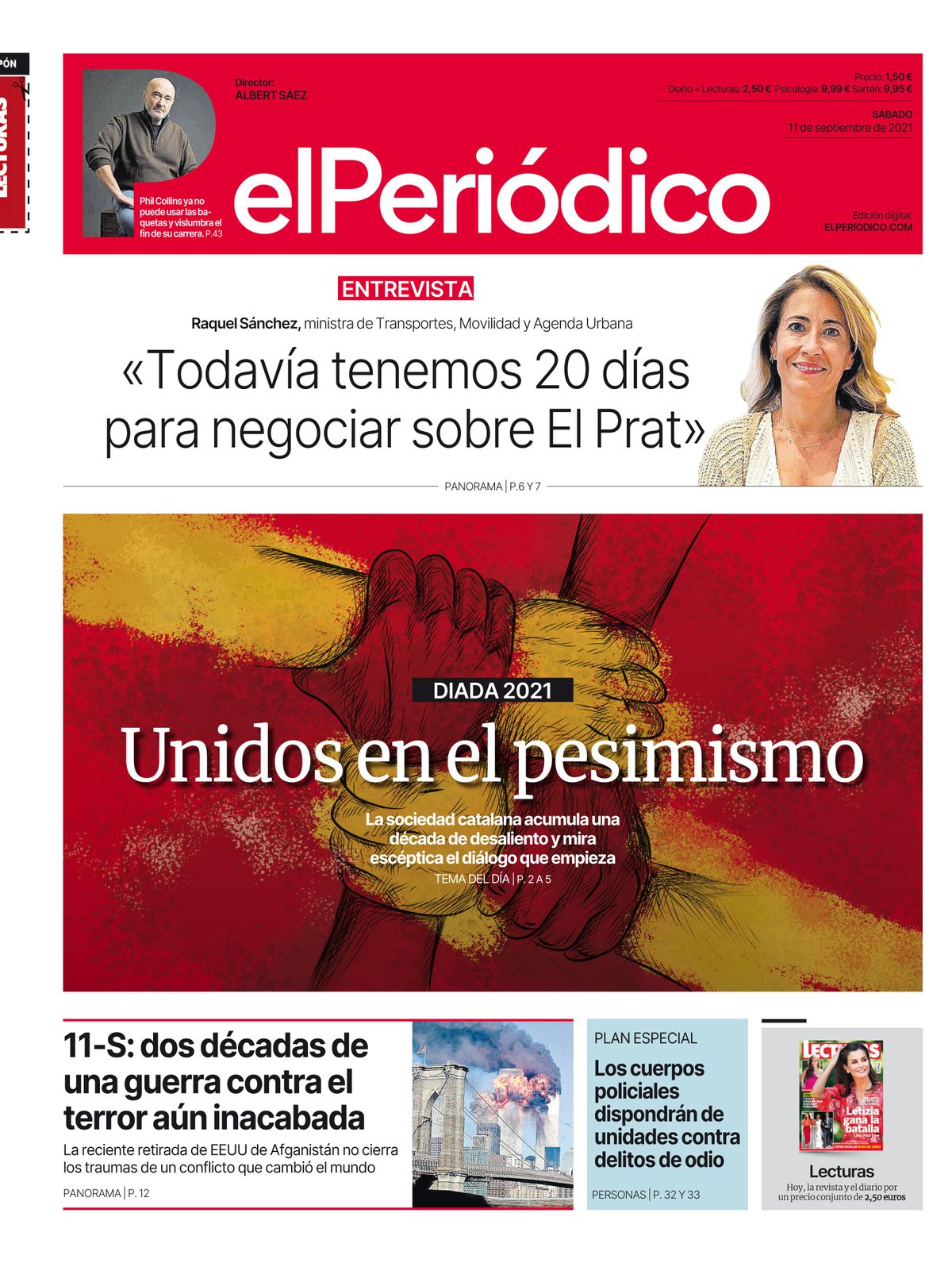 La portada de EL PERIÓDICO del 11 de septiembre del 2021 La portada de EL PERIÓDICO del 11 de septiembre del 2021