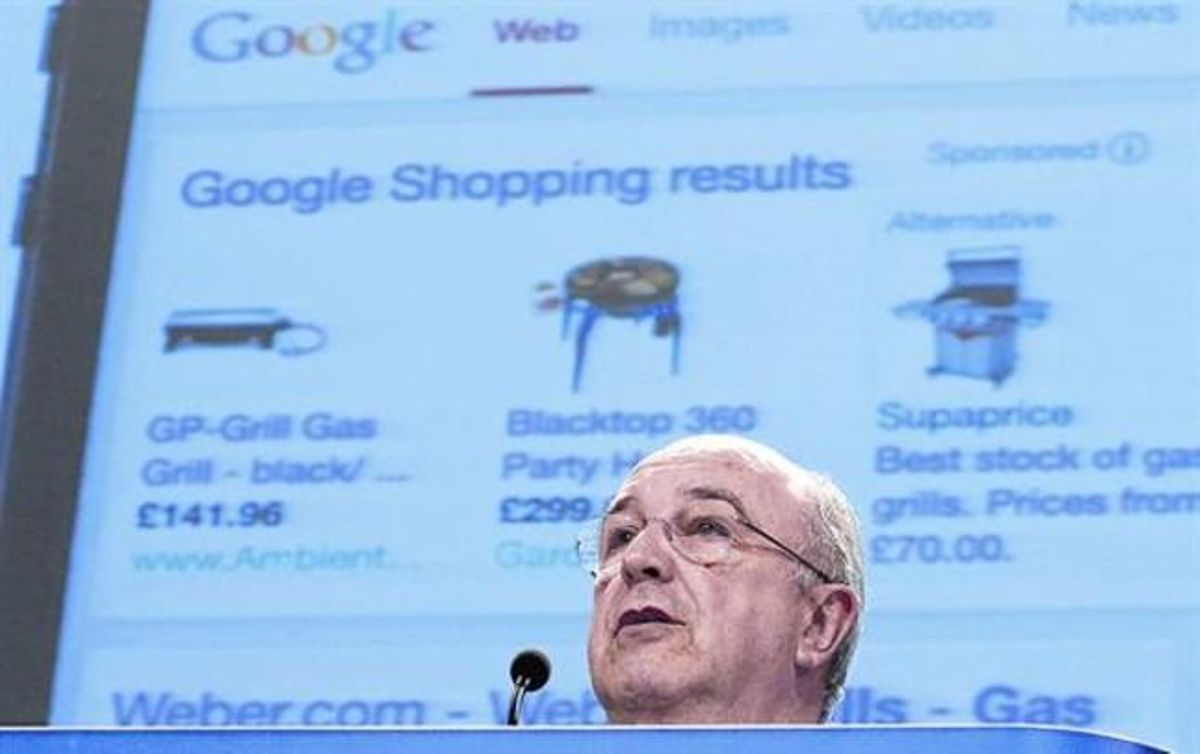 Almunia explica en Bruselas las concesiones ofrecidas por Google, ayer. Almunia explica en Bruselas las concesiones ofrecidas por Google, ayer.