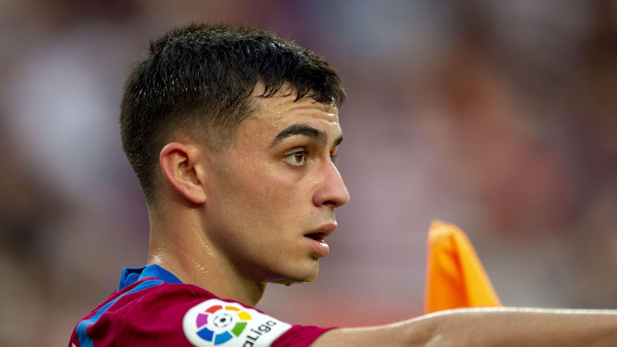 Pedri durante el partido de liga ( primero de la era post messi) entre el FC Barcelona y la Real Sociedad Pedri durante el partido de liga ( primero de la era post messi) entre el FC Barcelona y la Real Sociedad