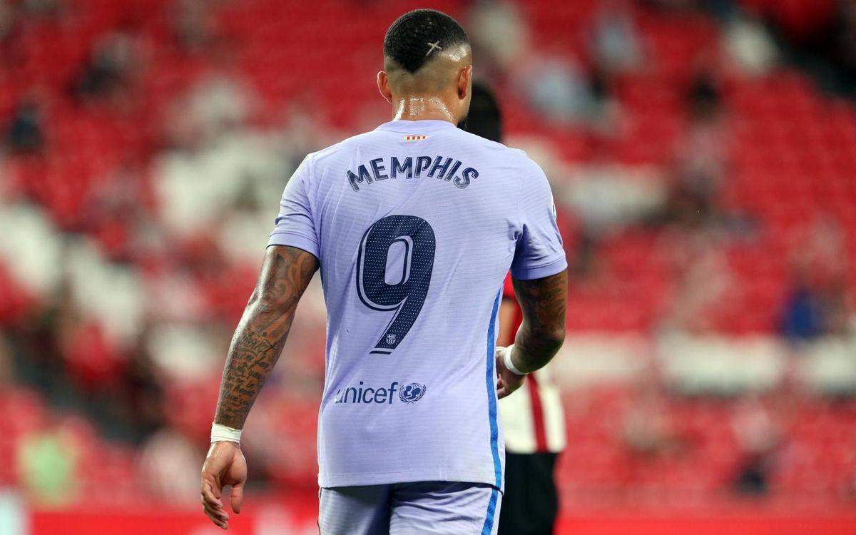 Memphis, en San Mamés en el Athletic-Barça.