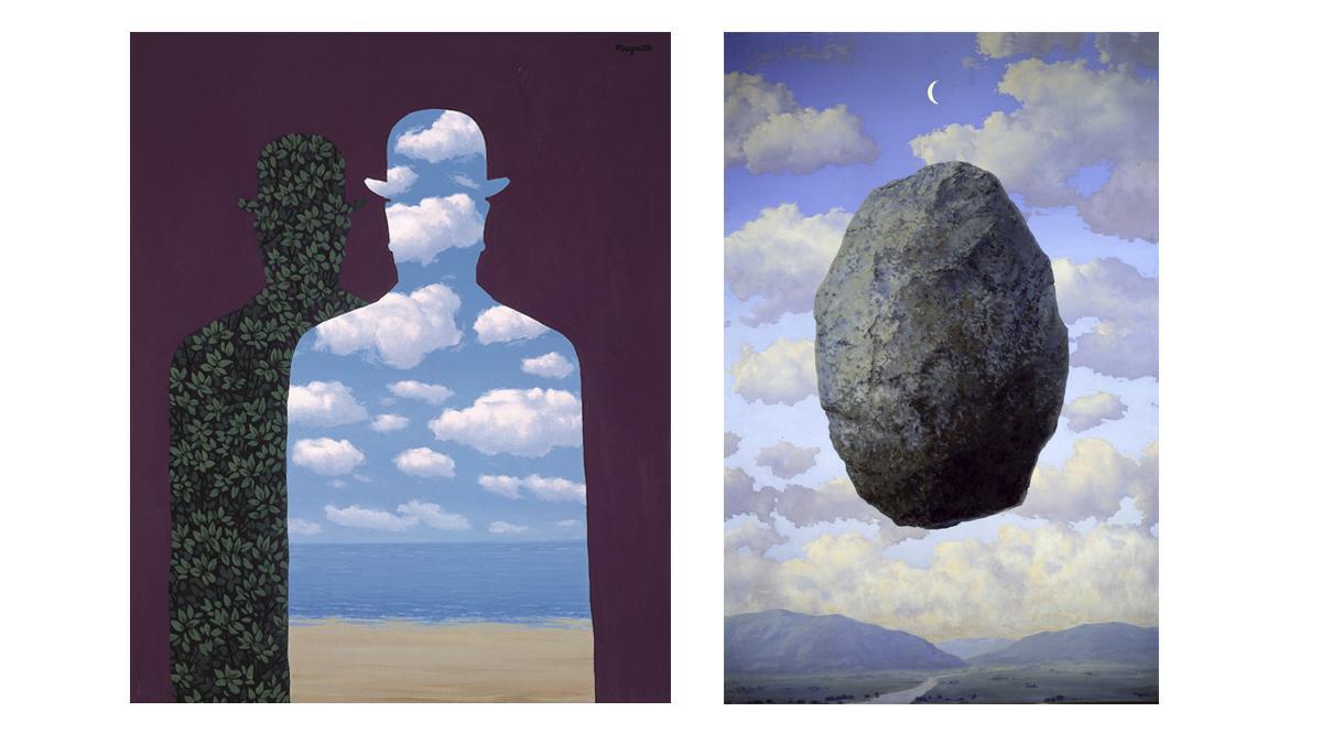 Dos pinturas del artista surrealista  René Magritte.