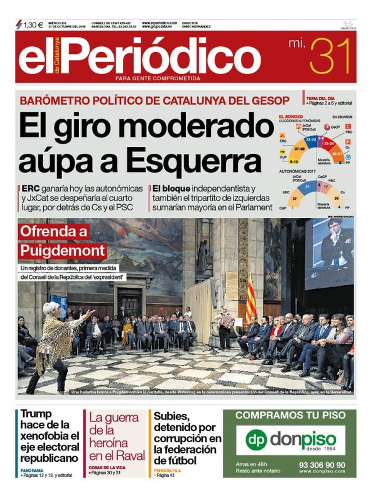 La Portada De El Periodico Del 31 De Octubre Del 2018