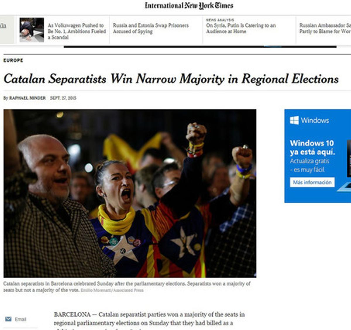 La prensa internacional destaca la victoria del independentismo en las elecciones catalanas